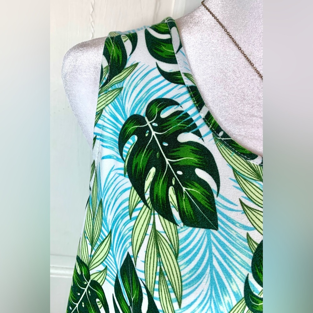 Tommy Bahama Sleepwear Flora Maxi Tank Dress - Tropical Leaf Print - Sundress - Picture 3 of 10